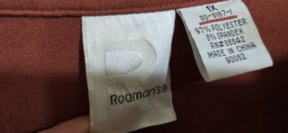 Roaman's Solid Rust Red Moleskin 2 Pocket Long Sleeve Button Up Blouse SZ 1X - Picture 4 of 7